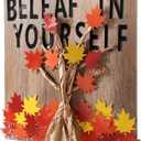 100 Pcs Fall Tree Classroom Bulletin Board Decorations Pumpkin Maple Leaf Bulletin Board Paper Cutouts Be-Leaf in Yourself with Glue Points for Classroom School Home Wall Decor