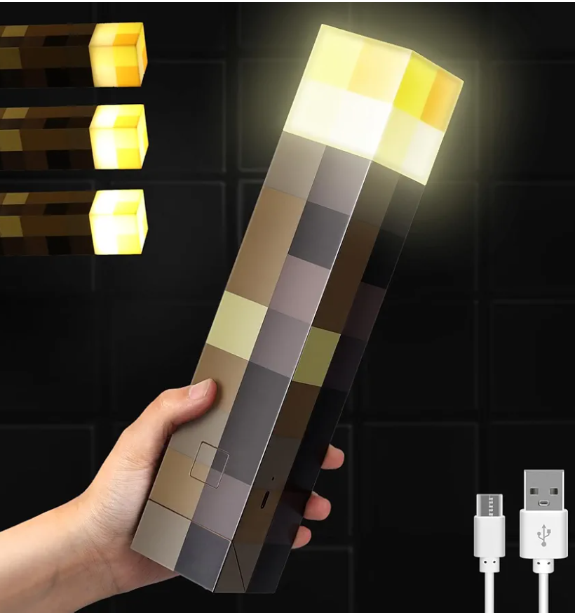 Torch Light Wall Mounted, USB Rechargeable Light-up Torch Lamp with Wall Mount & Hand Held for Boys Bedroom Decoration - Four Colors