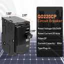 QO220CP,20Amp 2P Circuit Breaker,Compatible with SD QO Load Center, CSED, and NQOD Distribution Panels,Indicator Light,20 Amp Tandem Breaker.20 Amp Breaker