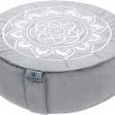 Florensi Meditation Cushion - Comfortable Floor Pillow - Traditional Tibetan Meditation Pillow with Beautiful Velvet Cover - Large Floor Cushion Seating for Adults - Premium Yoga Buckwheat Bolster (Grey)