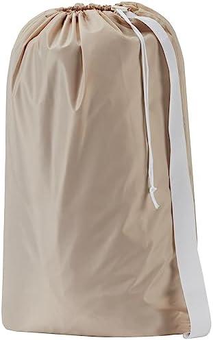 XL Nylon Laundry Bag with Strap, Large Dirty Garments Organizer, Easy Fit a Hamper or Clothing Basket, Can Carry Up to 4 Loads of Clothes, Beige