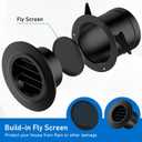 Soffit Vents 3 Inch, Hon&Guan Soffit Exhaust Vent Exterior Round Vent Cover with Built-in a Fly Screen for Bathroom Office Home, Black, 2Pcs