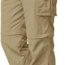 Mens Hiking Pants Convertible Quick Dry Zip Off Fishing Travel Safari Pants (32, 225 Khaki)