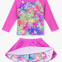 Idgreatim Girls Swimsuit Rash Guard Set Long Sleeve Two Piece Bathing Suit Size 5-6 Years