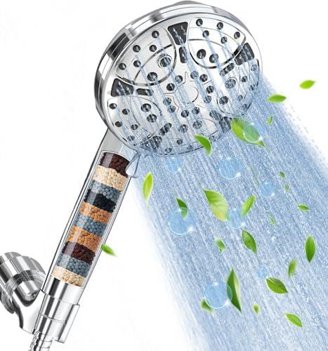Filtered Shower Head with Handheld: High Pressure 8-Setting Showerhead for Hard Water, Detachable Extra Long 71" Hose, Filters Beads Reduces Chlorine for Dry Skin & Hair, Power Wash for Tub Tile Pets