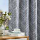 jinchan Blue Printed Curtains 84 Inch Length for Living Room Grommet Jacquard Curtains with Herringbone Pattern Modern Room Darkening Drapes Bedroom Window Curtain Set 2 Panels