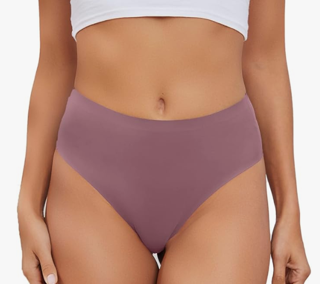 2pcs GREENBAA No Show High Rise Bikini Panties Women's Seamless Hi Cut Underwear Pack, Large