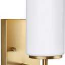 Generation Lighting 4124601-848 Alturas One - Light Wall/Bath Sconce Vanity Style Fixture, Satin Brass Finish, 100 Total Watts, 8.75 Inch Height, 4.375 Inch Wide