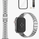 Solid Stainless Steel Band Compatible with Apple Watch 38mm 40mm 41mm 42mm 44mm 45mm, Bands with Screen Protector for iWatch Series 9/8/7/6/5/4/3/2/1/SE Women and Men