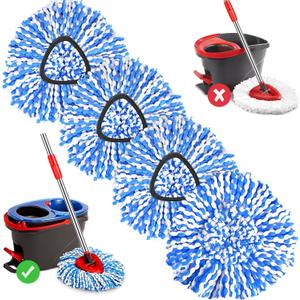 4 Pack Mop Replace Heads for 2 Tank System, Spin Mop Replacement Head, Fluffy Microfiber Mop Refill Replace Head, Machine Washable, All Hard-surfaced Floors Cleaning White
