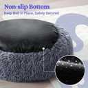 rabbitgoo Cat Beds for Indoor Cats, 20 inches Cat Bed Machine Washable, Fluffy Round Pet Bed Non-Slip, Calming Soft Plush Donut Cuddler Cushion Self Warming for Small Dogs Kittens, Dark Grey, Medium