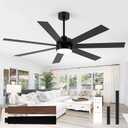 Farmhouse Ceiling Fans with Lights and Remote, 62 Inch Industrial Black Ceiling Fans with 6-Speed Reversible DC Motor, 3 CCT, Dual Finish 7 Blades, Indoor/Outdoor Ceiling Fan for Patio Bedroom