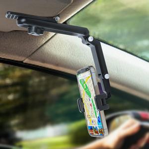Sun Visor Phone Holder,360 Rotatable Rearview Phone Holder, Cell Phone Holder for Car Sun Visor Perfectly for iPhone, Samsung & Other Cellphone, Car Accessories (1 Pack, Black)