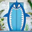 Preboun Shark Party Decorations Shark Door Backdrop Birthday Party Decoration 69 x 96 Sign Door Baby Shower Banner for Ocean Sea Animals Fish Theme Supplies