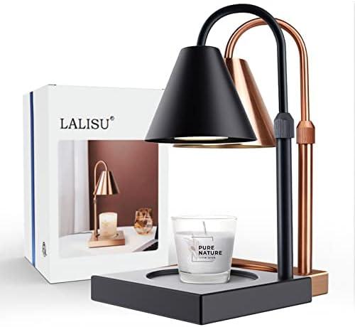 LALISU Candle Warmer Lamp, Stepless Dimming Candle Warmer Lamp with Timer & Dimmer Height Adjustable Compatible with Jars Scented Wax for Home Decor (Metal Base-Black)