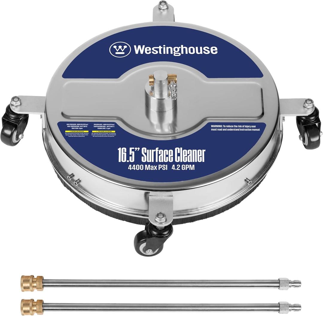 Westinghouse Universal 16.5” Pressure Washer Surface Cleaner Attachment - Stainless Steel - 4400 Max PSI, 1/4” Connector - for Gas and Electric Pressure Washers