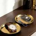 2 Pack 4 Inch Small Gold Tray, Palm-Sized Gold Jewelry Tray,Small Stainless Steel Tray for Jewelry, Vanity, Kitchen, Bathroom