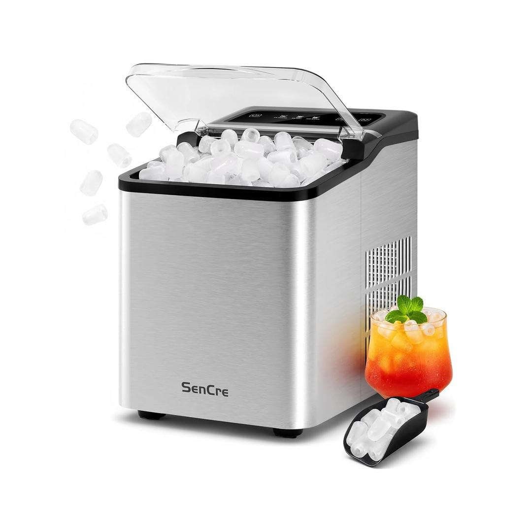 Ice Makers Countertop, 26.5Lbs/24H Ice Machine with 2 Sizes Bullet Ice, 9 Ice Cubes Release in 6 Mins, Self-Cleaning Portable Ice Maker with Ice Scoop and Basket for Home Kitchen Office Bar RV