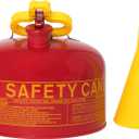 Eagle 2.5 Gallon Type I Red Safety Gas Can for Gasoline with Flame Arrester, Self-Closing Lid, and F-15 Funnel, Made in the USA, Galvanized Steel Flammable Storage Can, UI25FS