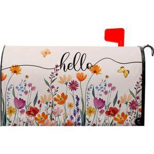 Spring Mailbox Cover Watercolor Summer Mailbox Covers Magnetic Standard Size Colorful Floral Mail Box Wrap Butterfly Decorations for Outside Garden Yard Fall Summer Autumn