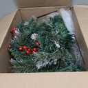 Outdoor Christmas Tree Frosted Urn Filler 2 Set, Pre-lit Artificial Xmas Tree with Cones & Red Berries, Small Christmas Tree with 70 Warm Lights