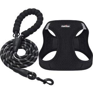 Dog Harness Step-in Breathable Puppy Cat Dog Vest Harnesses for Dogs Black (Medium (Chest 13.5''-16.5'', Weight 10-15 lb))