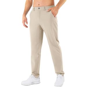 Mens Golf Pants Stretch Classic Fit Dress Pants 30"/32"/34" Quick Dry 6 Pockets Water-Resistant Casual Trousers 34Wx30L