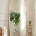 Antok Full Length Mirror, 58"x18" Floor Mirror with Stand, Hanging Mounted Mirrors for Bedroom, Living Room, Cloakroom, Dining Room, Gold, Arched