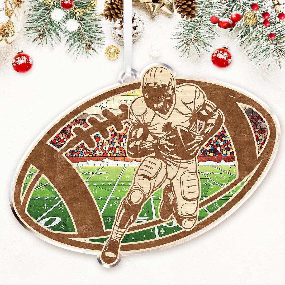 ZAGKOO Football Christmas Ornaments - Football Gifts for Boys, Foot Ball Fans, Players, Coaches - Cool Sports Christmas Ornaments Gift Exchange Ideas - Xmas Ornament Decorations 2025