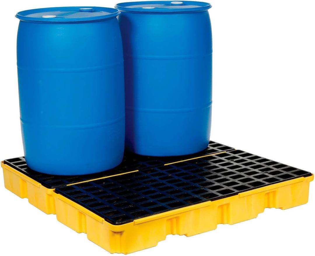 Eagle Square 4 Drum Spill Platform with Forklift Pockets, 52.5"x51.5"x6.5", 60 Gallon Sump, 10,000 lbs. Load Capacity Containment Tray, Made in USA, Yellow, 1634 Eagle Square 4 Drum Spill Platform with Forklift Pockets, 52.5"x51.5"x6.5", 60 Gallon Sump, 10,000 lbs. Load Capacity Containment Tray, Made in USA, Yellow, 1634