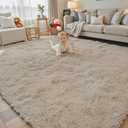 Area Rugs 9x12 Living Room, Shaggy Carpet Soft Plush Furry Bedside Rug Large Area Rugs for Bedroom Kids Girls Boys Home Decor Anti Slip(9 x 12, Beige)