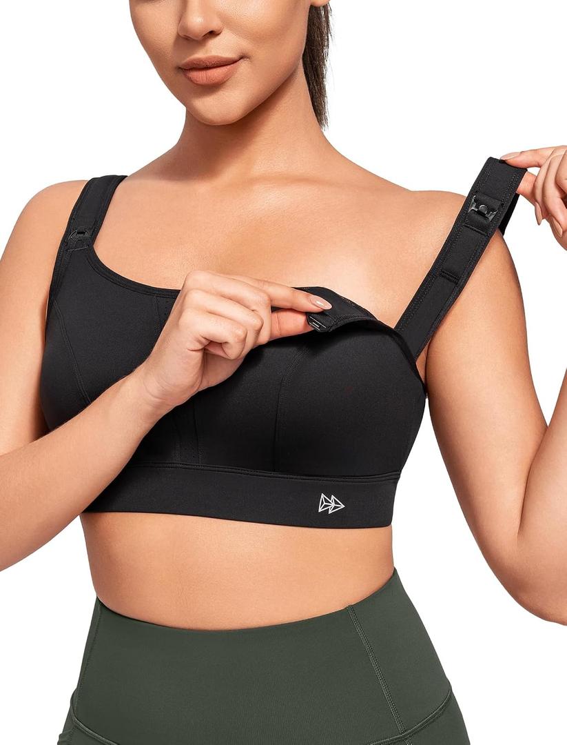 Yvette Nursing Sports Bras for Breastfeeding Supportive Wireless Padded Maternity Bralette for Pregnancy (Black)