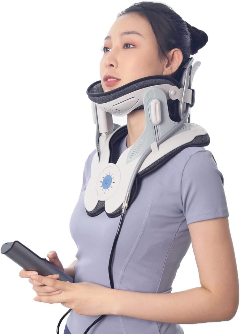 Cervical Neck Traction Device, Electric Air Pump Neck Stretcher Cervical Traction Device,with 3 Power Traction and 8 Airbag Support, Neck Brace which Decompresses the Neck and Relieves