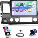 8Core 4G+64G Rimoody Android 15 Car Stereo Radio for Honda Civic 2006 2007 2008 2009 2010 2011, Wireless CarPlay Android Auto GPS 5G-WiFi Bluetooth 5.0 10.1 Inch Screen FM/RDS EQ Backup Camera