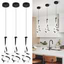 EIDISUNY Modern Pendant Light, Spiral LED Pendant Light Fixture, 4500K LED Hanging Lamp, Black Chandelier Lights Fixture, 20W Adjustable for Kitchen Island, Dining Room, Bedroom,3 Pack