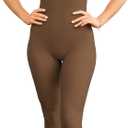 Kepblom Womens One Piece Jumpsuit Sleeveless Rompers Tank Top Unitard Tummy Control Spandex Bodysuit for Yoga, Workout (Large, Brown)