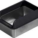 Pet Litter Box Stainless Steel Cat Litter Box, Large Metal Litter Box for Cats and Rabbits, Rustproof, Non-Stick Smooth Surface, 23.62" L x 17.72"