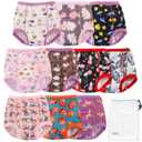 EZ Moms 10 Packs Reusable Potty Training Underwear for Girls Double Absorption Training Panties for Toddler Girls High Waist Toddler Girl Underwear 2T Kid Confident Pee Pants with a Laundry Bag, 2T