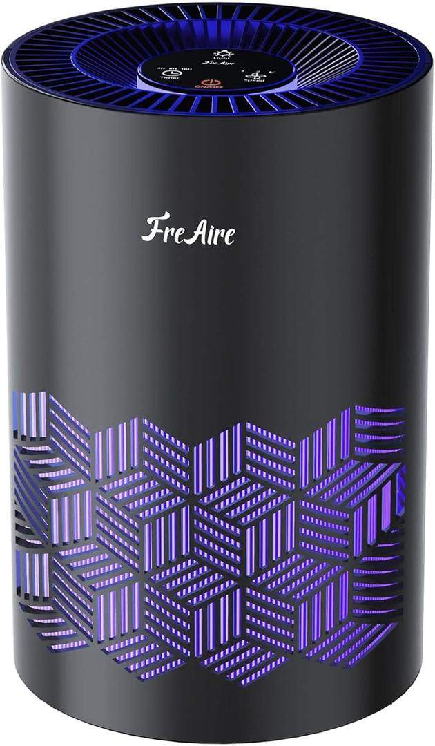 FreAire Air Purifiers for Bedroom, Air Purifiers for Home with Lights, HEPA Air Purifier Removes Dust Smoke Pollen Dander Smell, for Home/ Pets/ Bedroom