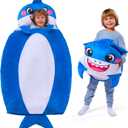 JOIEDOMI Kids Sleeping Bag 4 5 6 Year Old Girl Gifts Toddler Nap Mat with Pillow & Blanket 60" x 39" for Kids Ages 3+ Soft Plush Sleeping Mat for Preschool and Boys Girls (Blue Shark)