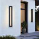 LamQee 39.3" Aluminum Long Outdoor Modern LED Wall Lights with Ribbed Glass, 2900K 3000LM Linear Exterior Lighting Fixture Wall Mount, IP65 Waterproof Black Outside Sconce for House Porch Garage Patio