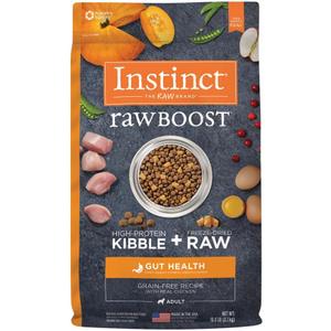 Instinct Raw Boost Gut Health, Natural Dry Dog Food with Freeze Dried Pieces, Grain Free Recipe - Real Chicken, 18 lb. Bag, EXP 11/11/2026