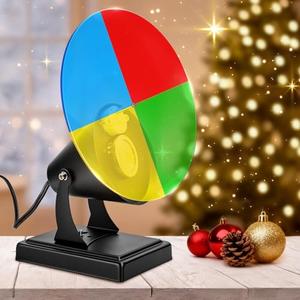Christmas Tree Color Wheel with 2PCS E27 LED Light,Red/Yellow/Blue/Green Rotating Color Wheel Lights,120V 5W LED Light Revolving Colors Wheel for Vintage Silver Tinsel Retro Aluminum Christmas Tree