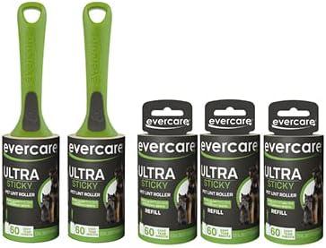 Evercare Ultra Sticky Pet Lint Roller Value Pack with 2 Lint Rollers and 3 Refill Rolls, 60 Sheets Each Multicolor Evercare Ultra Sticky Pet Lint Roller Value Pack with 2 Lint Rollers and 3 Refill Rolls, 60 Sheets Each Multicolor