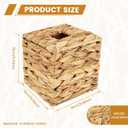 2 Pack Wicker Tissue Box Cover, Hand Woven Water Hyacinth Square Tissue Box Holder, Boho Decorative Facial Paper Box for Table Home Bathroom