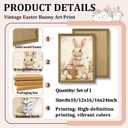 Framed Easter Bunny Wall Art, Vintage Holiday Decor Oil Painting, Rustic Farmhouse Spring Animal Wall Decor, Cute Rabbit Easter Eggs Canvas Print Paintings for Living Room Bedroom Nursery 16x24 Inch