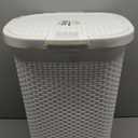 Mind Reader Slim Laundry Hamper with Lid, 60L Tall Clothes Basket, Narrow Tapered Design for Bathrooms, Closets and Laundry Rooms, Plastic, White (1 Piece)