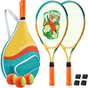 AboveGenius Kids Tennis Racket Set, 21/23/25 inch Tennis Racket for Toddler Youth Starter Kit, 3 Balls, 2 Lightweight Racquets with Easy Carrying Shoulder Strap Bag