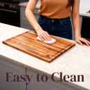 Premium Teak Wood Cutting Board 18" x 14" x 0.6" for Kitchen Meat, Fruit, Pizza Prep - Large Thin Edge Grain with Juice Groove, Solid Hardwood, Non-Toxic, BPA & Plastic Free by New M Way, 17.9"L x 14"W