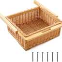 Rustic Wicker Pull out Cabinet Organizer Basket Drawers with Frame and Runners Slide 20" W x 20" l x 8" H for Kitchen Shelf Pantry Storage, Easy DIY Installation